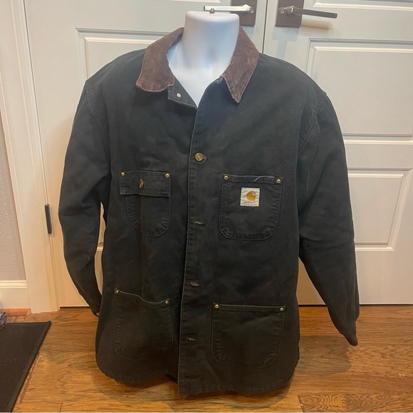 Carhartt Vintage Mens Chore Coat Size 48 Tall Faded Black - Picture 2 of 12